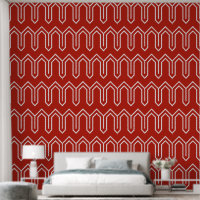 Art Deco Pattern 05 - White on Persian Red