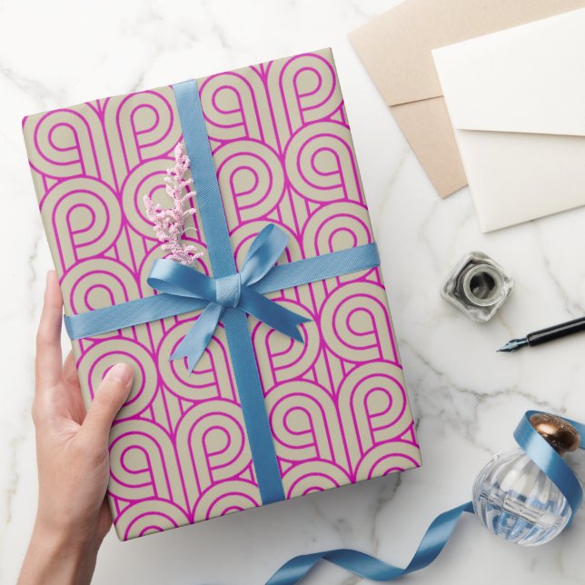 Art Deco Pattern 07 - Bold Magenta on Off-White Wrapping Paper (Gifting)