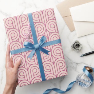 Art Deco Pattern 07 - Raspberry Pink on Light Pink Wrapping Paper