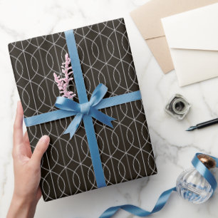 Art Deco Pattern 10 - Spanish Grey on Black Wrapping Paper