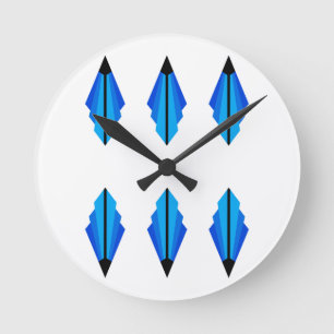 Art Deco pattern 3 in blue Round Clock