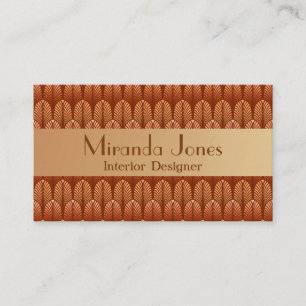 Art Deco Pattern, Copper and Rust Brown Business Card