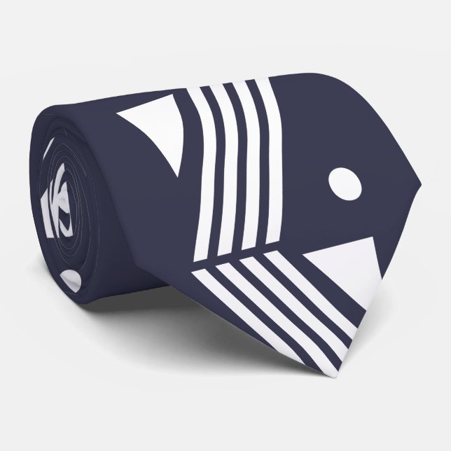 art deco pattern - dark blue white tie (Rolled)