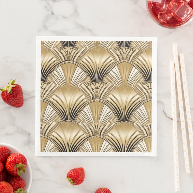 Art Deco pattern gold ivory  Napkin (Insitu)