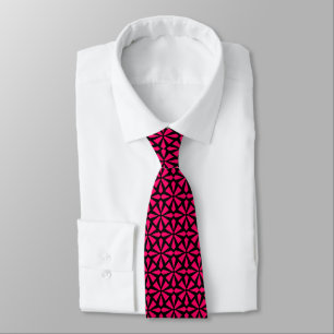 Art Deco Pattern II - Neon Red on Black Tie