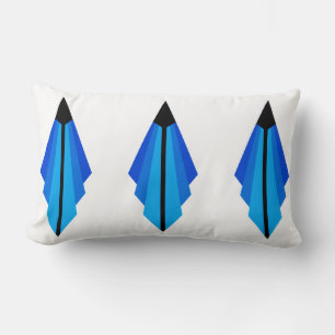 Art Deco Pattern in Blues Lumbar Cushion