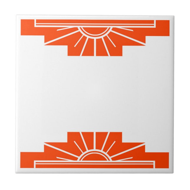 Art Deco Pattern in Bold Orange Tile (Front)