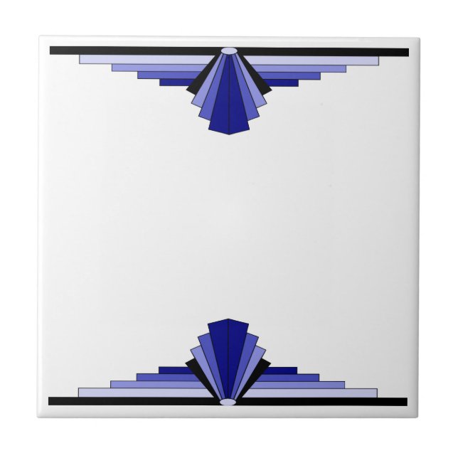 Art Deco Pattern in Deep Blue Tile (Front)