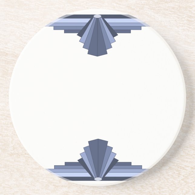 Art Deco Pattern in Gray-Blues Coaster (Front)