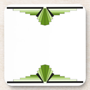 Art Deco Pattern in Green & Black Coaster
