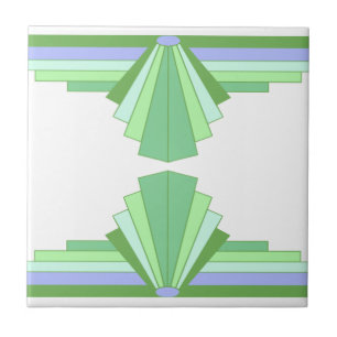 Art Deco Pattern in Green & Blue Tile