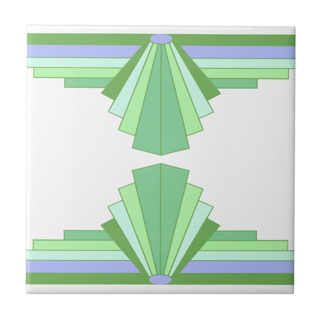 Art Deco Pattern in Green & Blue Tile (Front)