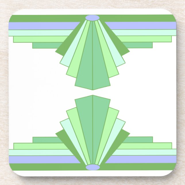 Art Deco Pattern in Green & Purple Coaster (Front)
