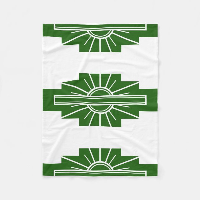Art Deco Pattern in Greens Fleece Blanket (Front)