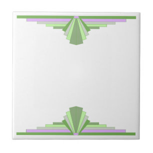 Art Deco Pattern in Greens & Pink Tile