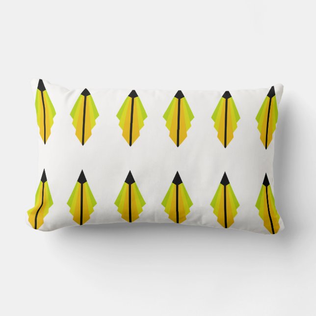Art Deco Pattern in Lemon and Lime Lumbar Cushion (Front)