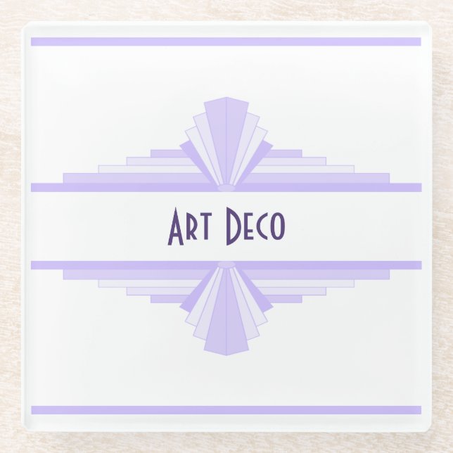 Art Deco Pattern in Lilac Glass Coaster (Front)