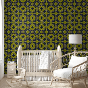 Art  Deco  pattern in olive and  black Wallpaper