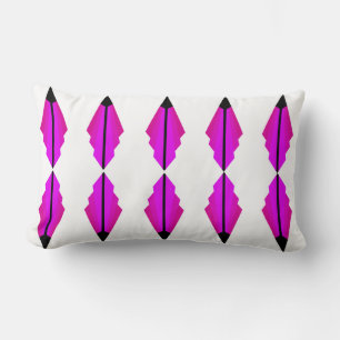 Art Deco Pattern in Pinks and Black Lumbar Cushion