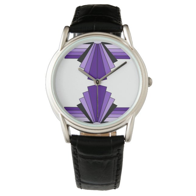 Art Deco Pattern in Purples Watch (Front)