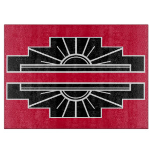 Art Deco Pattern in Red Based on classic art deco Cutting Board