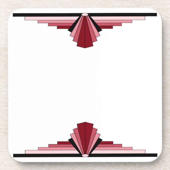 Art Deco Pattern in Red & Black Coaster (Front)