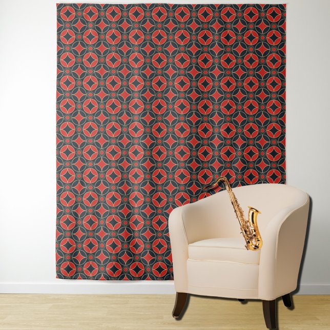 art deco pattern  in red & black tapestry (Creator Uploaded)
