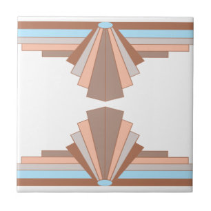 Art Deco Pattern in Tan & Blue Tile
