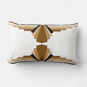 Art Deco Pattern in Tans, Browns and Black Lumbar  Cushion