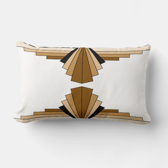 Art Deco Pattern in Tans Lumbar Cushion (Front)