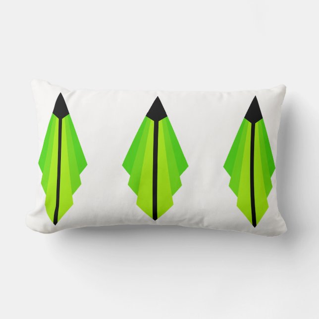 Art Deco Pattern in Yellow and Lime Lumbar Cushion (Front)