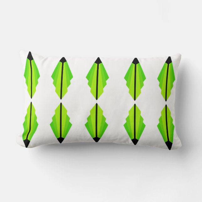 Art Deco Pattern in Yellow, Lime and Black Lumbar Cushion (Front)