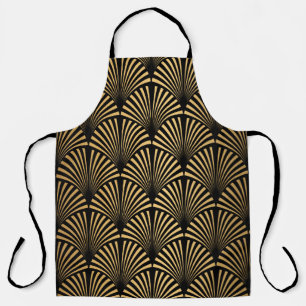 Art Deco Pattern. Seamless black and gold backgrou Apron