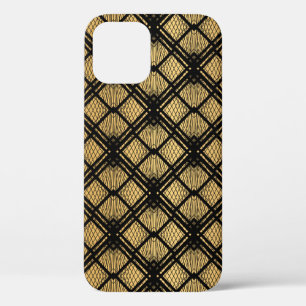 Art Deco Pattern. Seamless black and gold backgrou iPhone 12 Case