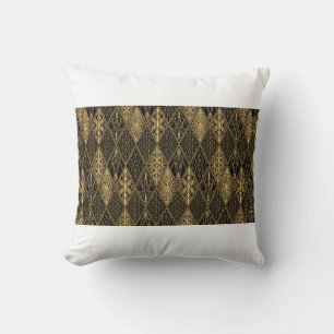 Art Deco Pattern. Seamless black and gold backgrou Cushion