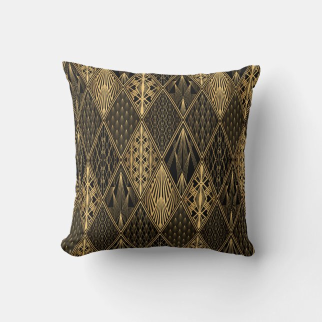 Art Deco Pattern. Seamless black and gold backgrou Cushion (Front)