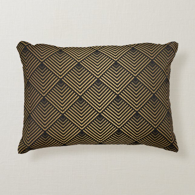 Art Deco Pattern. Seamless black and gold backgrou Decorative Cushion (Front)