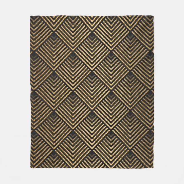 Art Deco Pattern. Seamless black and gold backgrou Fleece Blanket (Front)