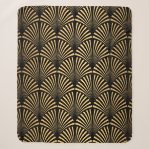 Art Deco Pattern. Seamless black and gold backgrou Sherpa Blanket