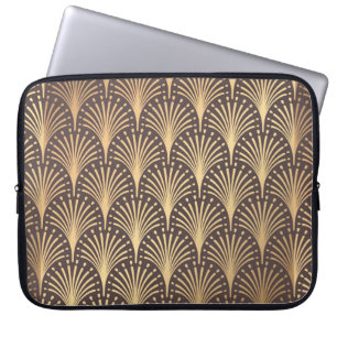 Art Deco Pattern. Seamless golden background. Mini Laptop Sleeve