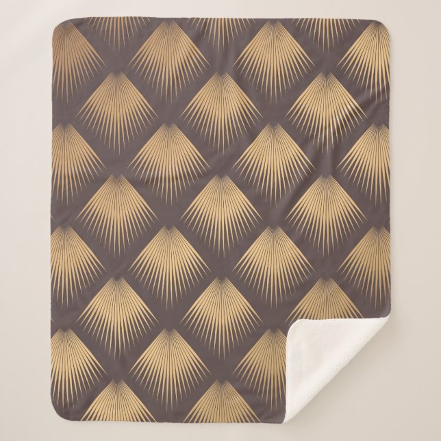 Art Deco Pattern. Seamless golden background. Mini Sherpa Blanket (Front)