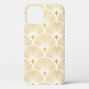 Art Deco Pattern. Seamless white and gold backgrou iPhone 12 Case