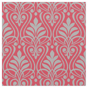 Art Deco Pattern - Spanish Grey on Paradise Pink Fabric