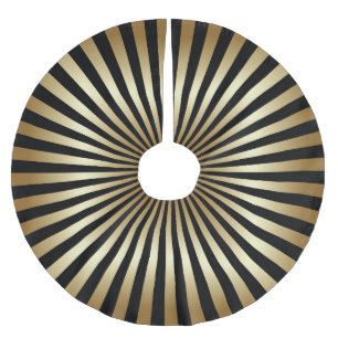 Art deco,pattern,stripes,gold,black,vintage,chic, brushed polyester tree skirt