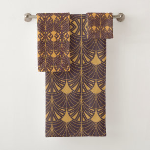 Art Deco pattern with fan-shaped motifs  Bath Towel Set