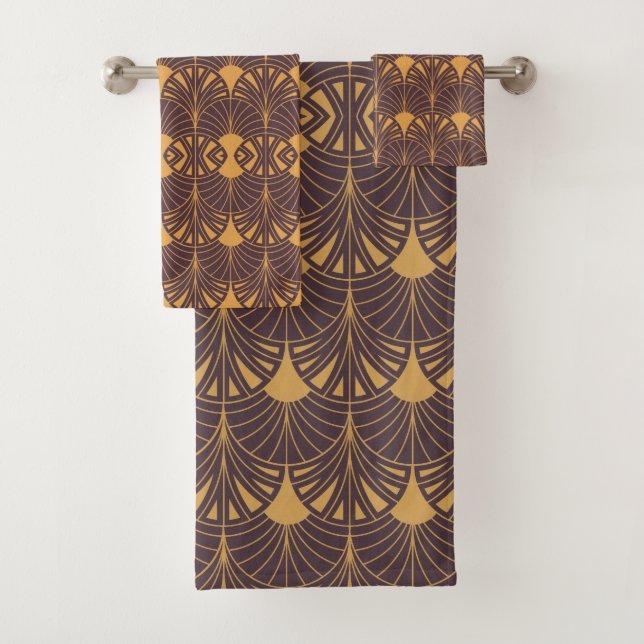 Art Deco pattern with fan-shaped motifs  Bath Towel Set (Insitu)