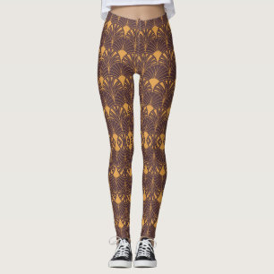 Art Deco pattern with fan-shaped motifs  Leggings