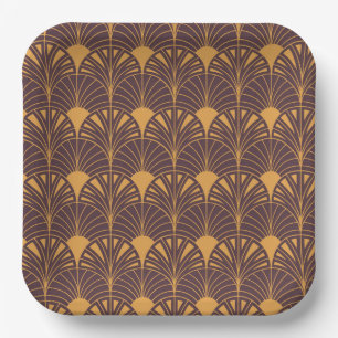 Art Deco pattern with fan-shaped motifs Paper Plate