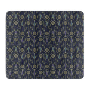 Art Deco pattern with geometric shapes in gold Cutting Board