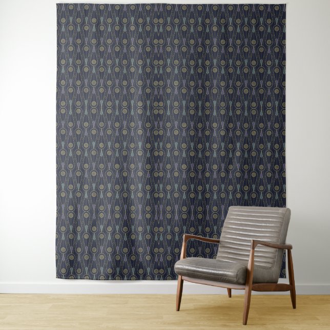 Art Deco pattern with geometric shapes in gold Tapestry (In Situ)